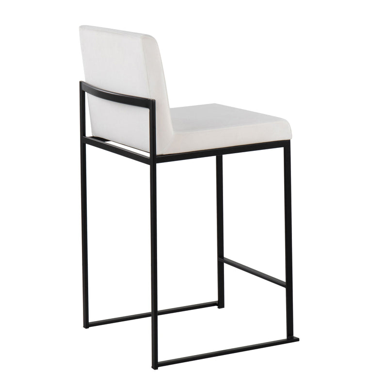 Lumi Source Fuji contemporary modern high back counter stool with sleek design and wooden legs, ideal for stylish kitchen or bar area.