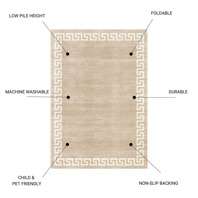 Toucan - 5' X 7' Washable Non - Slip Area Rug - Beige - R&R Furniture Gallery (Fountain Valley, CA)