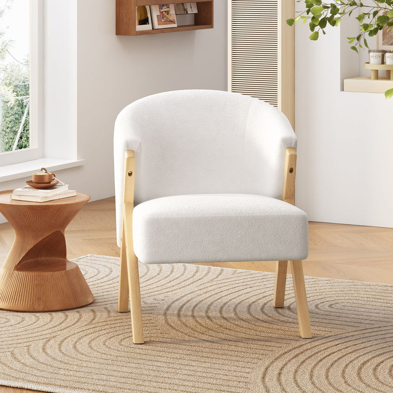 Modern Accent Chair With Polyester Upholstery And Minimalist Lounge Chair For Living Room, Bedroom, Or Office - White - R&R Furniture Gallery (Fountain Valley, CA)
