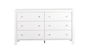 Elegant transitional dresser by Glory Furniture featuring sleek design and multiple drawers for stylish storage in a modern bedroom.