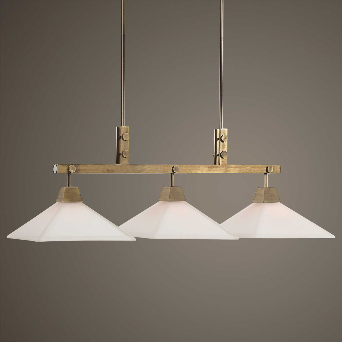 Brookdale - Industrial 3 Light Linear Chandelier - Gold