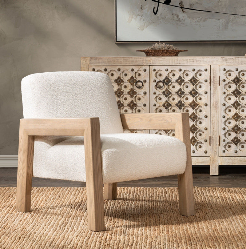 Aliza - Upholstered Accent Chair - Ivory - R&R Furniture Gallery (Fountain Valley, CA)