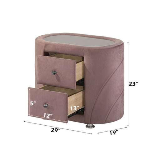 Salonia - Nightstand - Pink Velvet - R&R Furniture Gallery (Fountain Valley, CA)