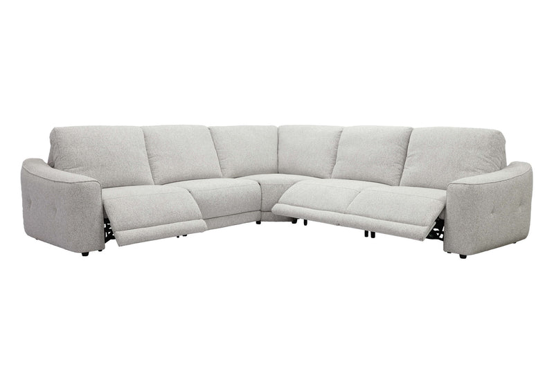 Julianna - 5 Piece Power Reclining Sectional With Power Headrests - Crisp Taupe
