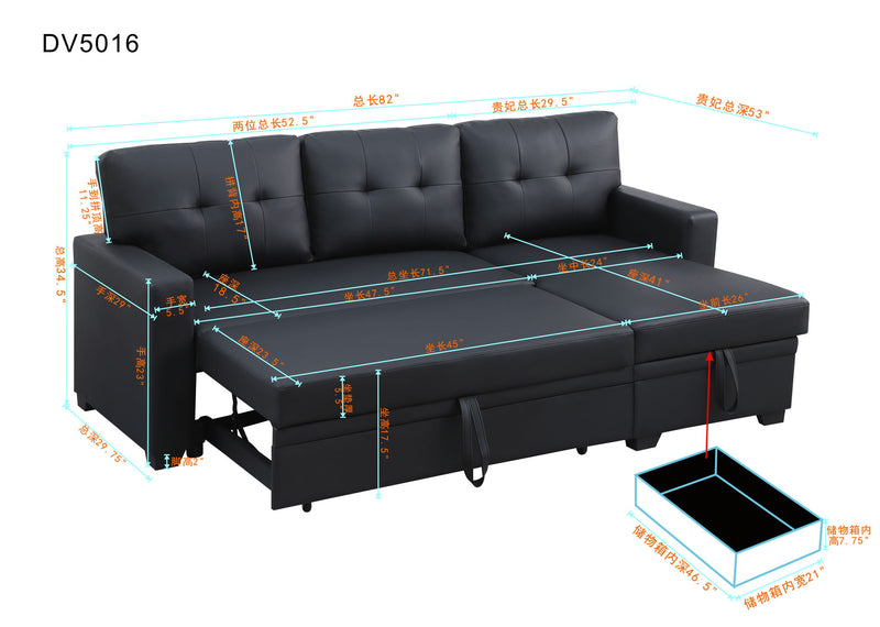 Upholstered Pull Out Sectional Sofa With Chaise - R&R Furniture Gallery (Fountain Valley, CA)