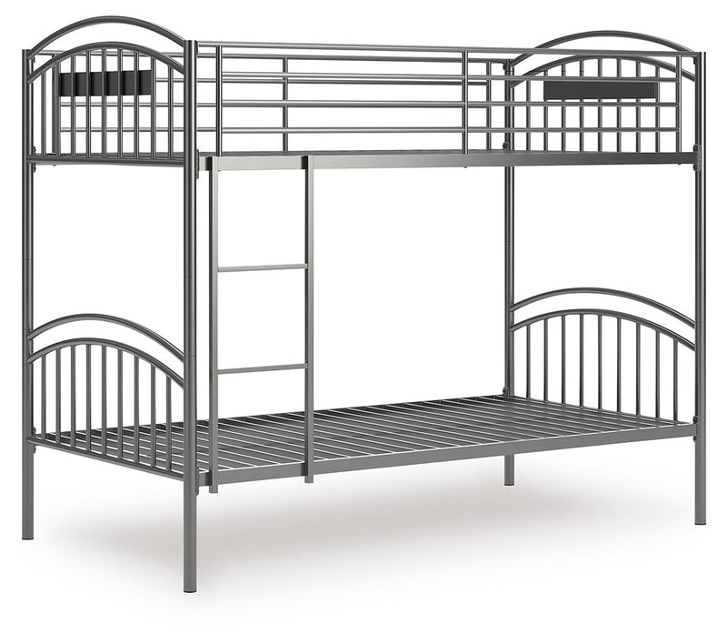 Lanceburg - Twin/Twin Bunk Bed With Ladder - Gray - R&R Furniture Gallery (Fountain Valley, CA)