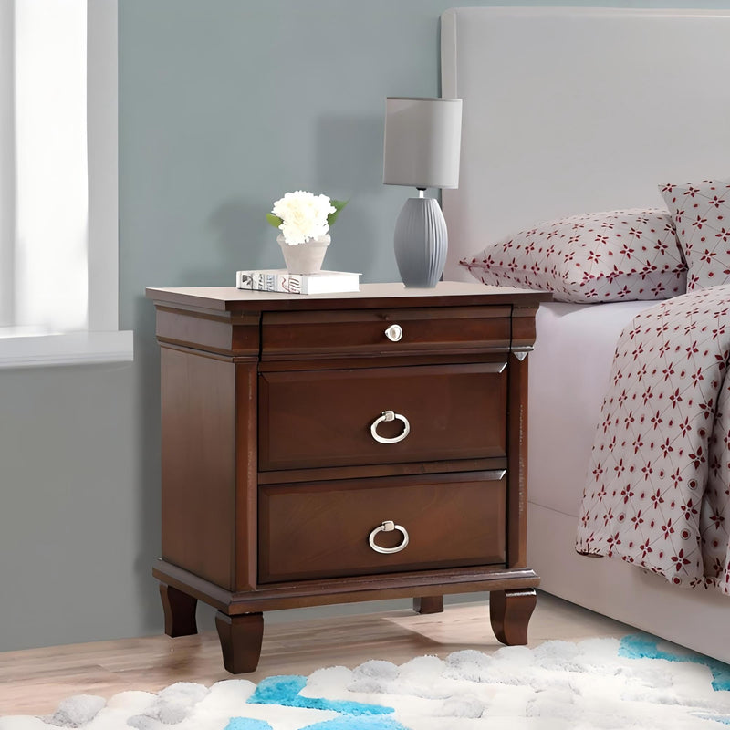 Glory Furniture Triton accent nightstand in cappuccino finish with a sleek modern design and single drawer, bedroom storage furniture.