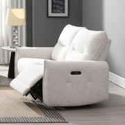 Lalisa - Power Motion Loveseat With USB Port - Cream Chenille - R&R Furniture Gallery (Fountain Valley, CA)