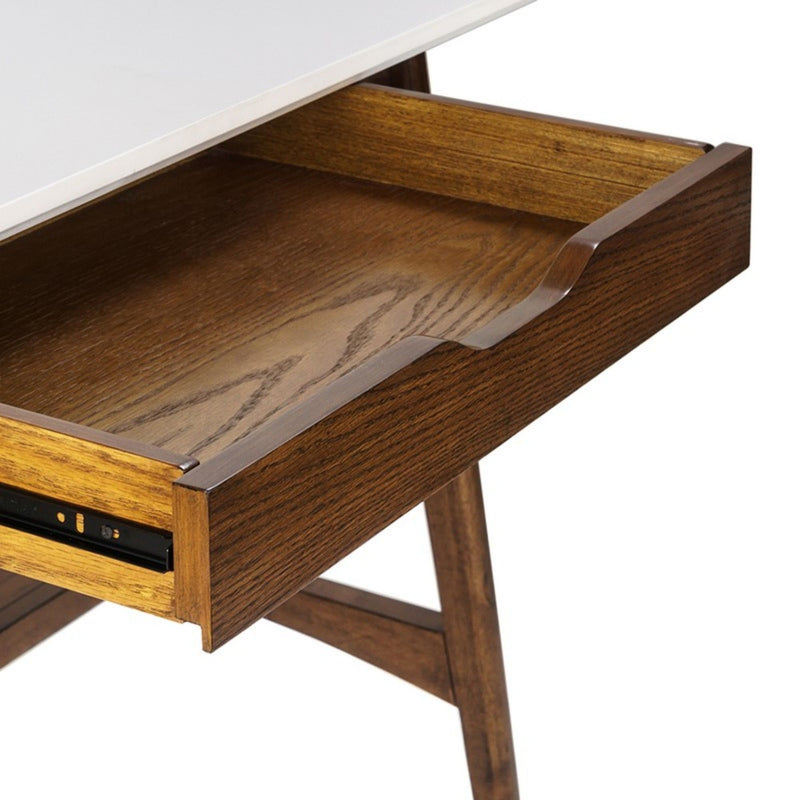 Parker - Desk With Storage Shelf - Off White / Pecan - R&R Furniture Gallery (Fountain Valley, CA)