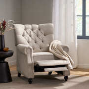 Welch contemporary tufted pushback recliner by Noble House, featuring plush upholstery and modern design in a living room setting.