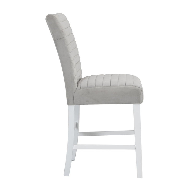 Elizaveta - Counter Height Chair (Set of 2) - Gray Velvet &White High Gloss - R&R Furniture Gallery (Fountain Valley, CA)