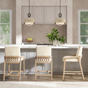 Arizona - Solid Ash Upholstered Counter Stool With Rope Detail - Creme De La Creme White - R&R Furniture Gallery (Fountain Valley, CA)