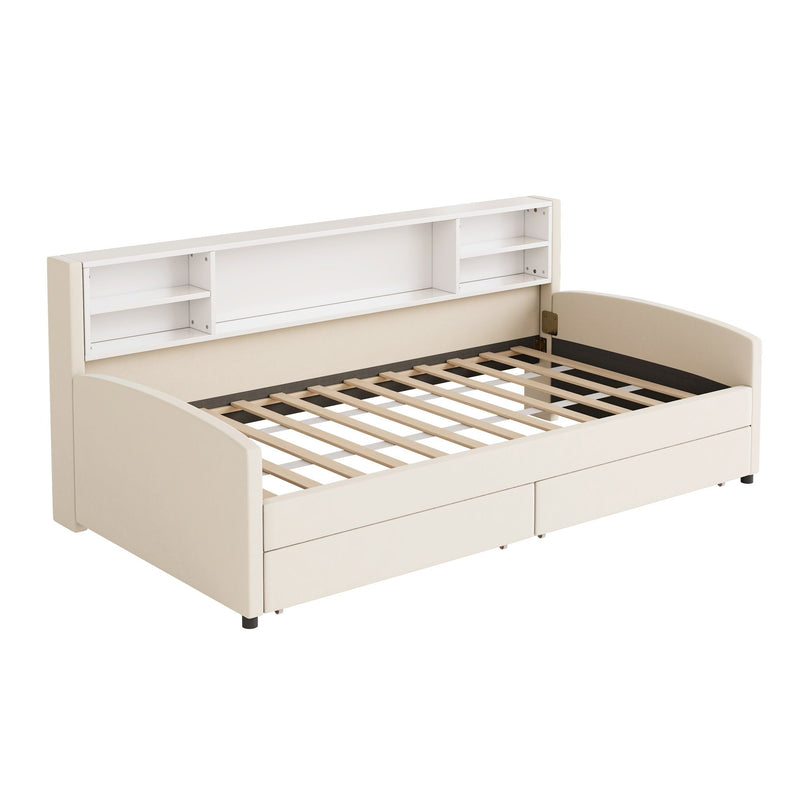 Luxurious Upholstered Platform Bed With Storage Drawers - R&R Furniture Gallery (Fountain Valley, CA)
