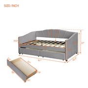 Upholstered Daybed With Two Drawers And Wood Slat - R&R Furniture Gallery (Fountain Valley, CA)
