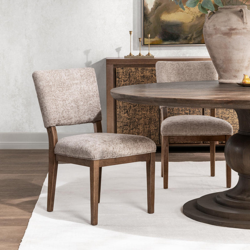Pair of Classic Home Arima dining chairs in a set, showcasing modern wooden design with cushioned seats for comfortable dining.