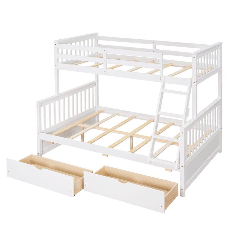 DreamHaus bunk bed with ladders and two storage drawers, featuring a sturdy frame and space-saving design for kids' bedrooms.