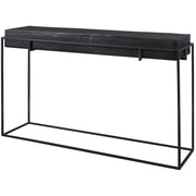 Uttermost Telone modern console table with sleek metal frame and wooden top, ideal for contemporary living or entryway decor.
