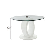 Larry - Glass Top Round Dining Table - White High Gloss - R&R Furniture Gallery (Fountain Valley, CA)