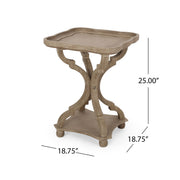 French country accent table with hourglass design by Noble House, featuring a natural wood finish and elegant, curved legs.