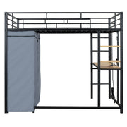 Loft Bed With Desk, Shelves, Power Outlet, LED Light And Wardrobe - R&R Furniture Gallery (Fountain Valley, CA)