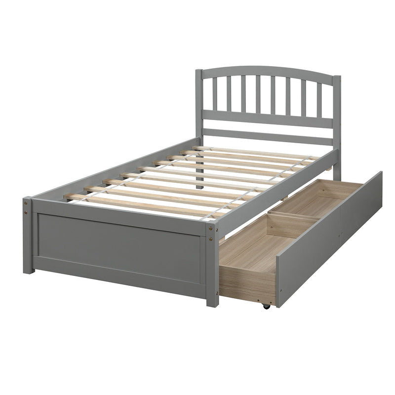 Platform Storage Bed Wood Bed Frame With Two Drawers And Headboard - R&R Furniture Gallery (Fountain Valley, CA)