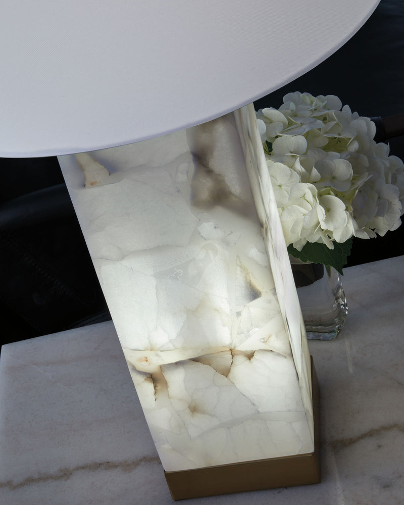 Linderfield - Alabaster Table Lamp - White / Gold Finish - R&R Furniture Gallery (Fountain Valley, CA)