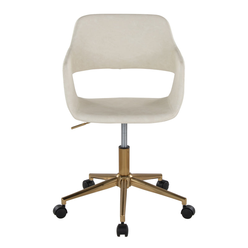 Lumi Source Margarite contemporary task desk chair with black cushioned seat and backrest, adjustable height, and modern design.
