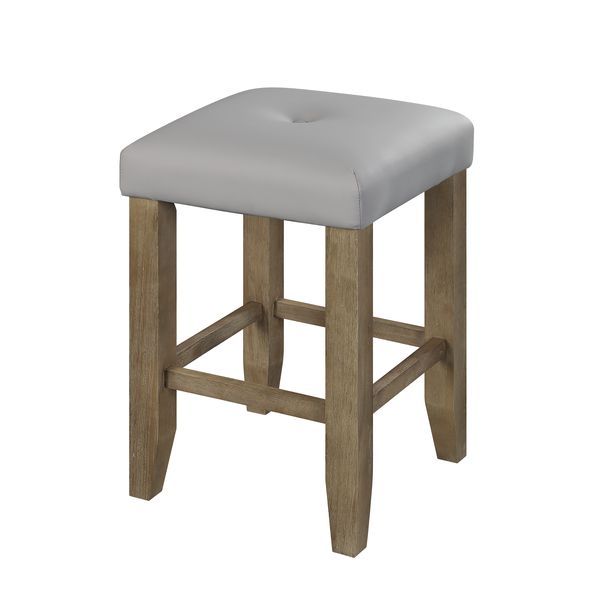 Charnell - Counter Height Stool (Set of 2) - Gray Synthetic Leather & Oak - R&R Furniture Gallery (Fountain Valley, CA)