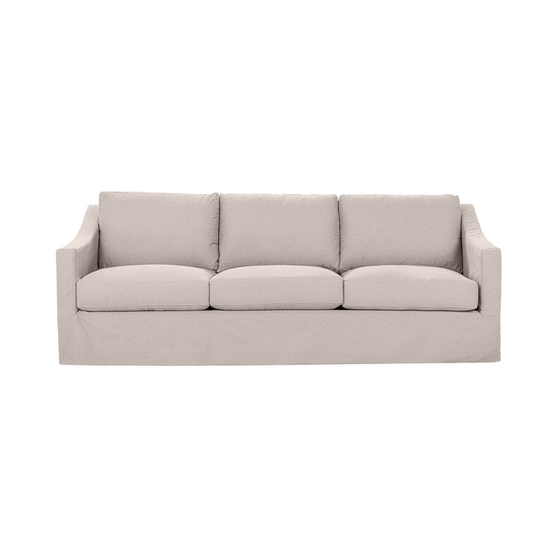 Classic Home Kipton upholstered stationary sofa with plush fabric, featuring a modern design and comfortable seating in a living room setting.