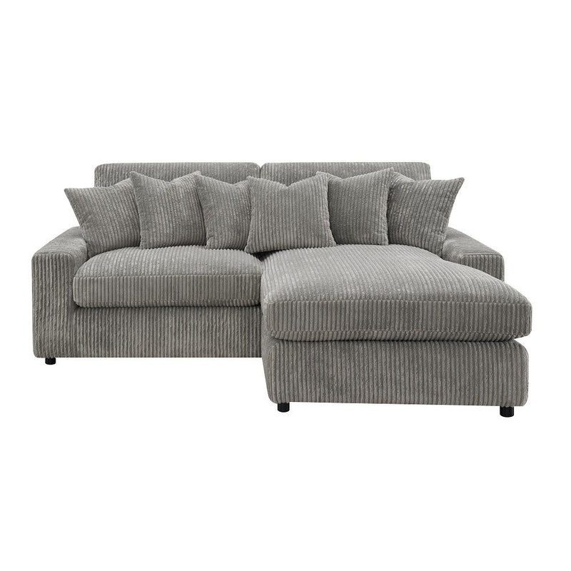 Tavia - Reversible Sectional Sofa With 6 Pillows - Gray Corduroy - R&R Furniture Gallery (Fountain Valley, CA)