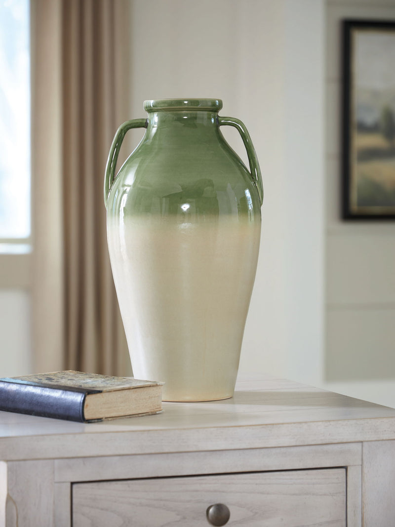 Andorbury - Vase - Green / Beige - R&R Furniture Gallery (Fountain Valley, CA)