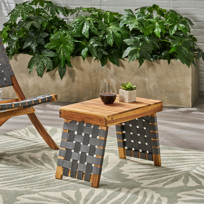 Outdoor Wooden Foldable Side Table - Teak - R&R Furniture Gallery (Fountain Valley, CA)