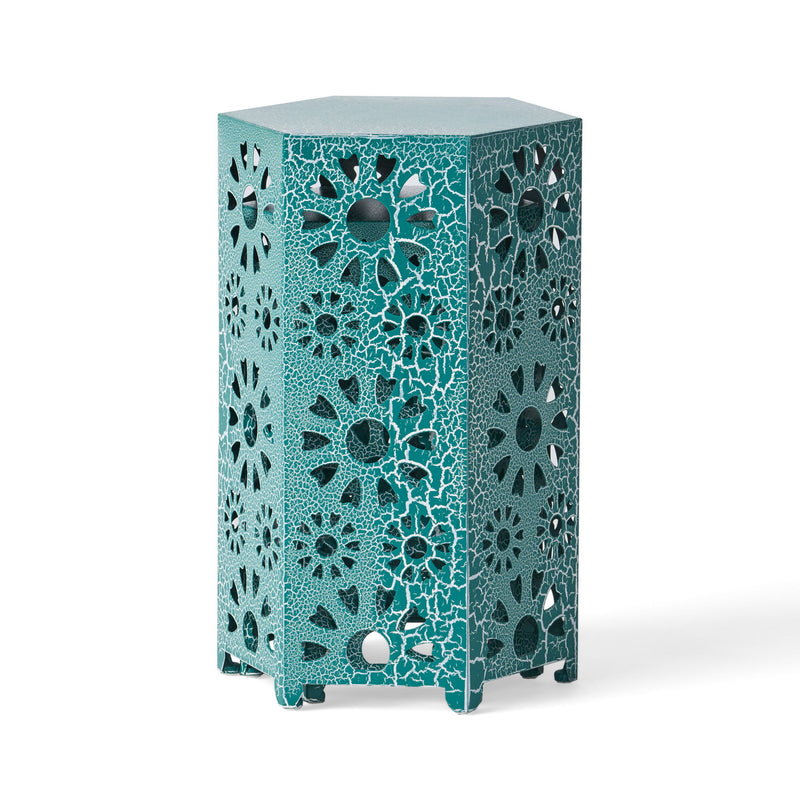 Noble House Eliana side table with a round wooden top and sleek metal legs, modern accent piece for living room or bedroom.