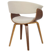 Set of two Lumi Source vintage mid-century modern dining chairs with wooden legs and upholstered seats, showcasing sleek design.