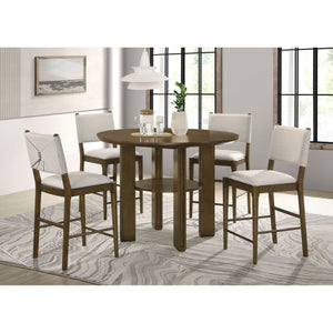Crispin - 5 Piece Counter Height Dining Set With Upholstered Chairs - Brown