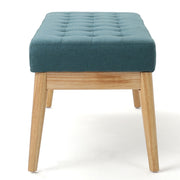 Vibratory - Button Tufted Upholstered Ottoman With Splayed Wooden Legs - Teal / Natural - R&R Furniture Gallery (Fountain Valley, CA)