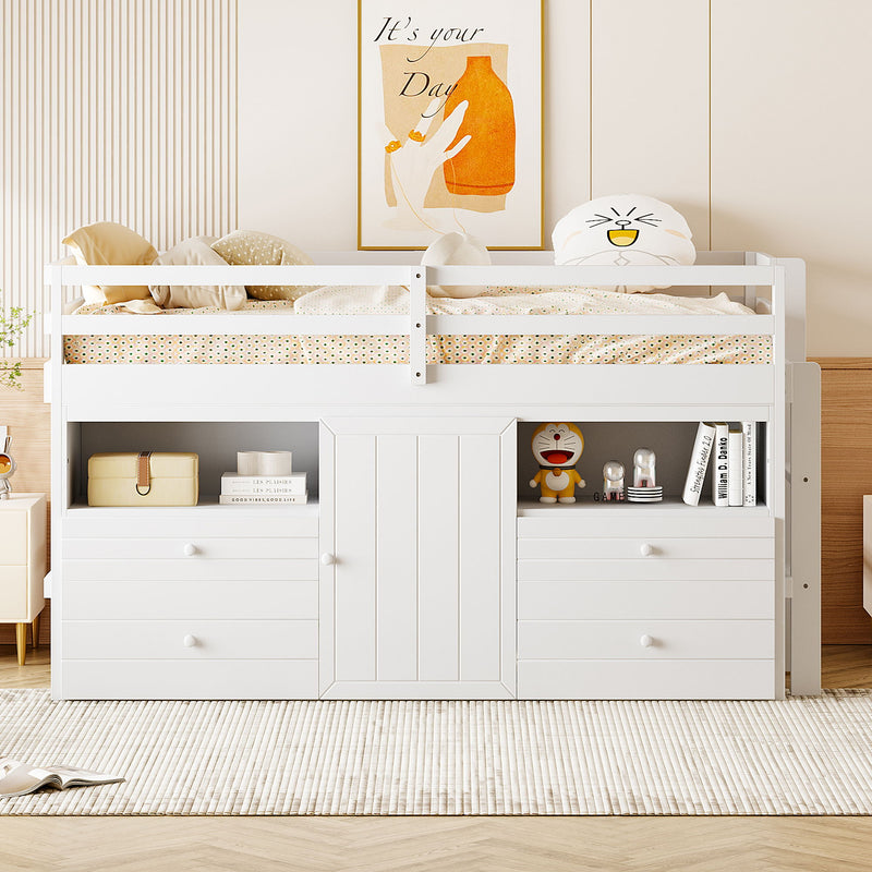 Loft Bed With 4 Drawers, Underneath Cabinet And Shelves - R&R Furniture Gallery (Fountain Valley, CA)