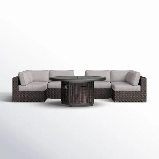 Rattan Patio Set With Comfortable Cushions And Fire Pit - R&R Furniture Gallery (Fountain Valley, CA)