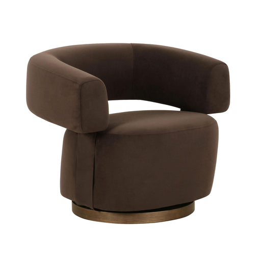 River - Performance Velvet Swivel Accent Chair - Chocolate Brown - R&R Furniture Gallery (Fountain Valley, CA)
