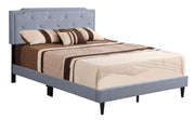 Button tufted upholstered bed by Glory Furniture with cozy, plush fabric and elegant design for stylish bedroom spaces.