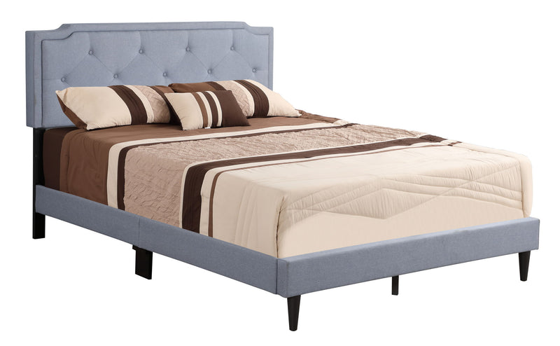 Button tufted upholstered bed by Glory Furniture with cozy, plush fabric and elegant design for stylish bedroom spaces.
