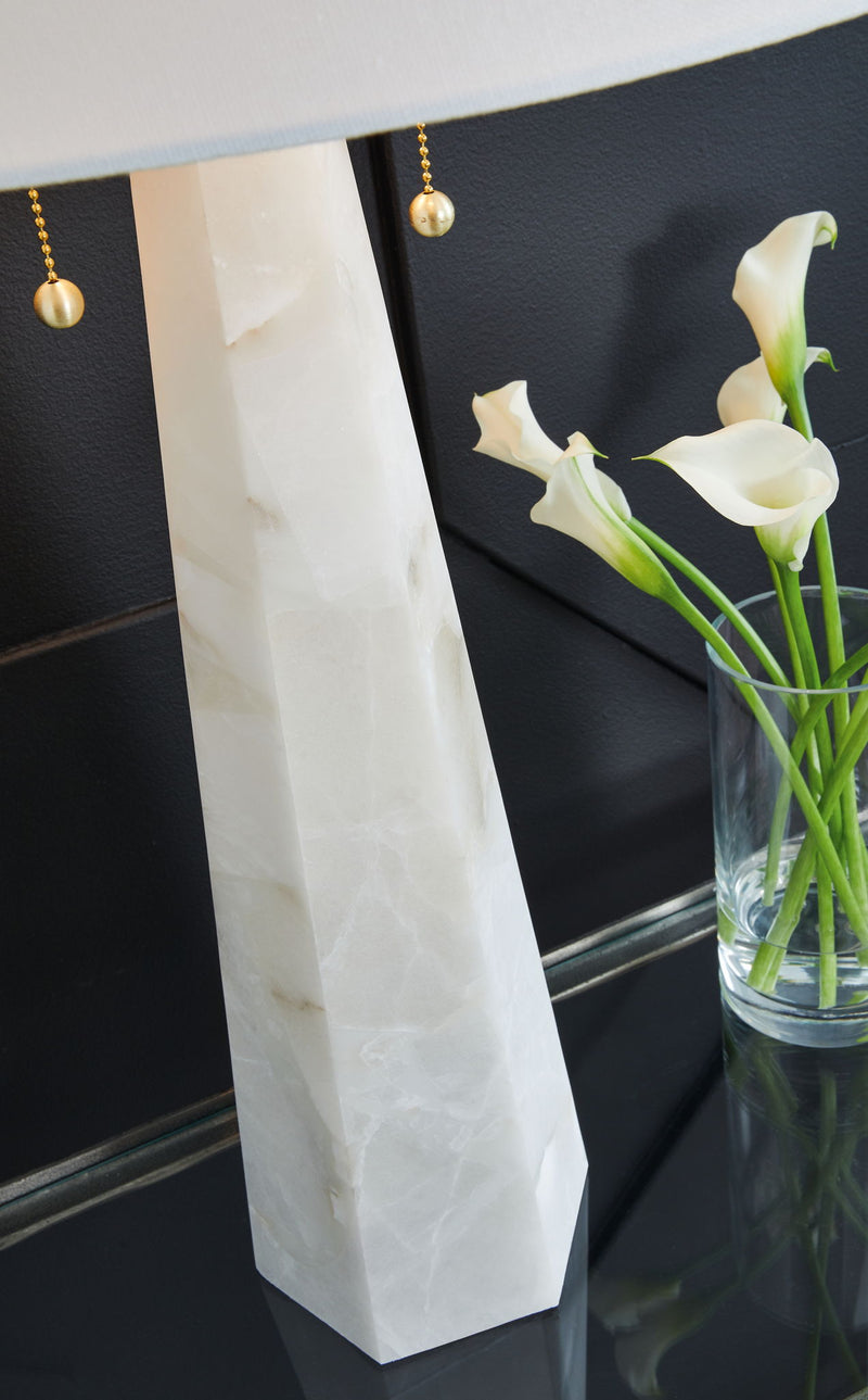Laurellen - Alabaster Table Lamp - White - R&R Furniture Gallery (Fountain Valley, CA)