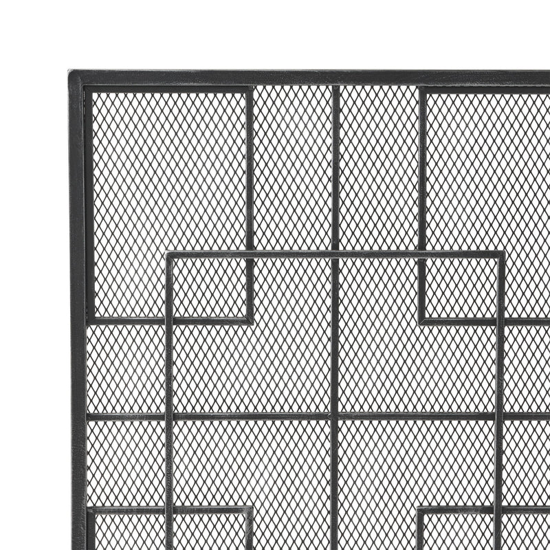 Modern single panel iron fire screen by Noble House featuring a sleek, minimalist design for fireplace safety and style.
