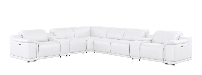 2679 - 8-Piece L-Shaped Power Reclining Sectional In Genuine Leather (3 Recliners)