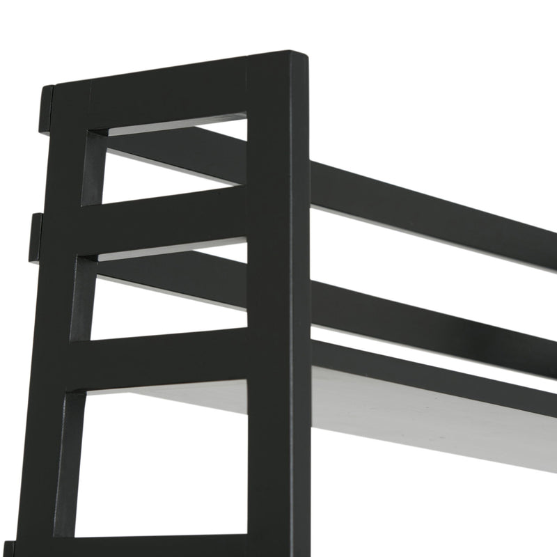 Simpli-Home Acadian handcrafted ladder shelf bookcase with multiple tiers for storage and display.