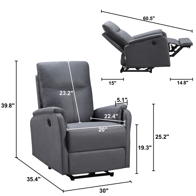 Recliner Chair With Power Function Easy Control Big Stocks, Recliner Single Chair For Living Room, Bed Room - R&R Furniture Gallery (Fountain Valley, CA)