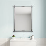 Uttermost Adara pearl silver vanity mirror with a sleek, modern framed design, reflecting a stylish and elegant bathroom or bedroom decor