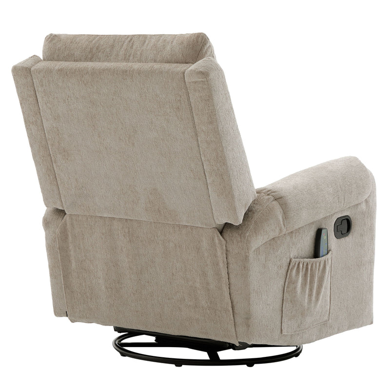 Manual Recliner Massage Chair With Swivel Rocker, 8 Massage Modes, Side Storage Pocket