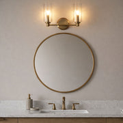 Regal - Double Light Vanity With Clear Ribbed Satin - Antique Brass / Clear - R&R Furniture Gallery (Fountain Valley, CA)