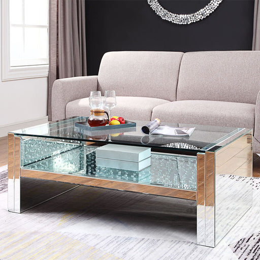 Nysa - 47" Coffee Table - Mirrored & Faux Crystals - R&R Furniture Gallery (Fountain Valley, CA)
